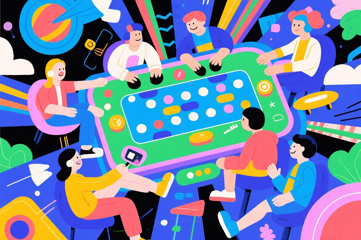 休闲多人在线斗地主插画